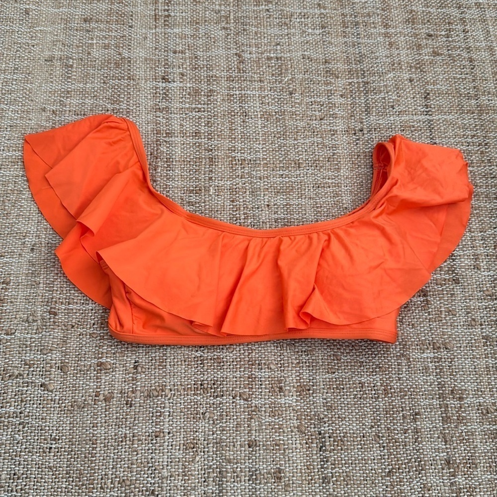 Splendid Orange Off Shoulder Swim Top Small Medium Sunsationals Ruffle Bandeau